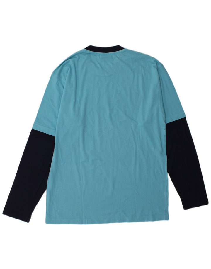Fila Haut graphique à manches longues pour hommes, grand, bleu, colour block