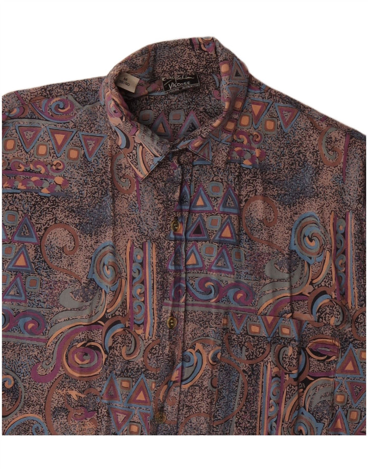 vintage Mens Abstract Pattern Shirt Taille 39/40 Viscose multicolore moyenne