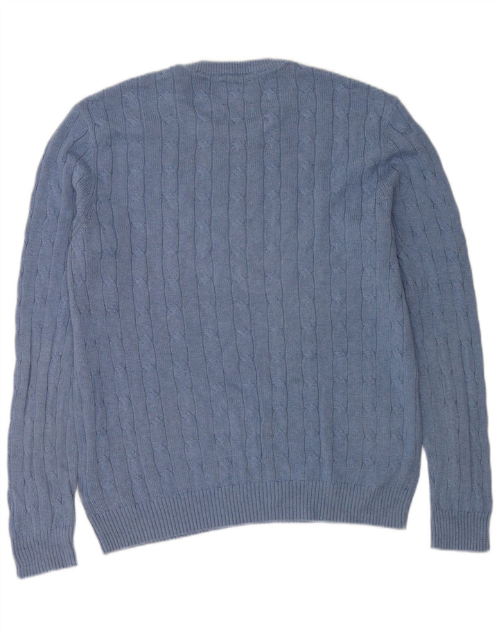 WHITE STUFF Pull à col rond pour homme en coton bleu moyen