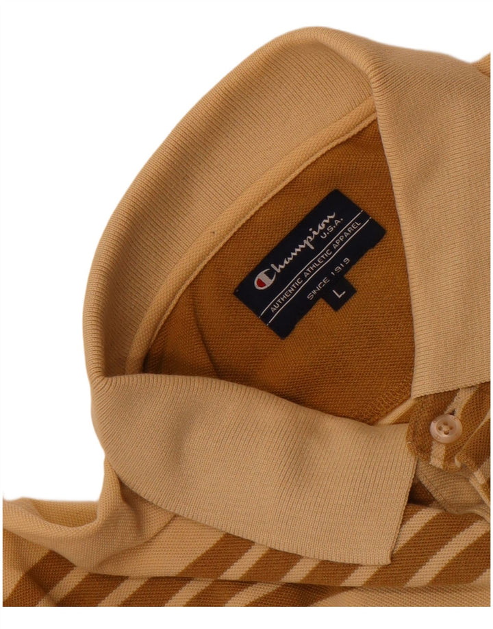 Champion Polo Homme Large Beige Rayé