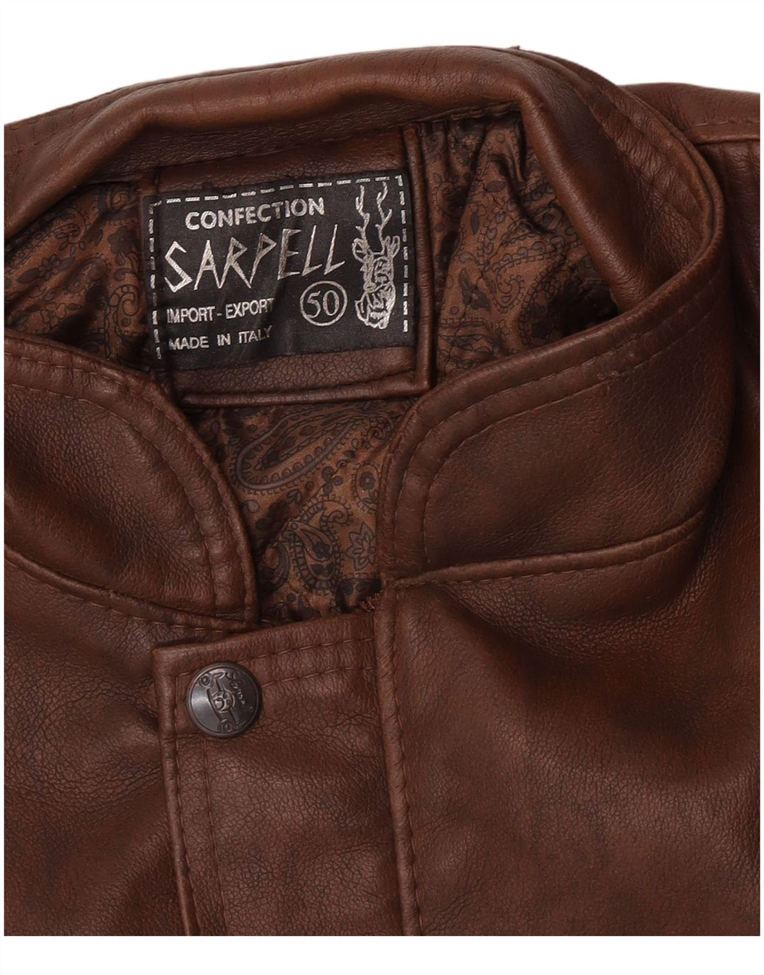 veste en cuir homme vintage IT 50 Grand Marron
