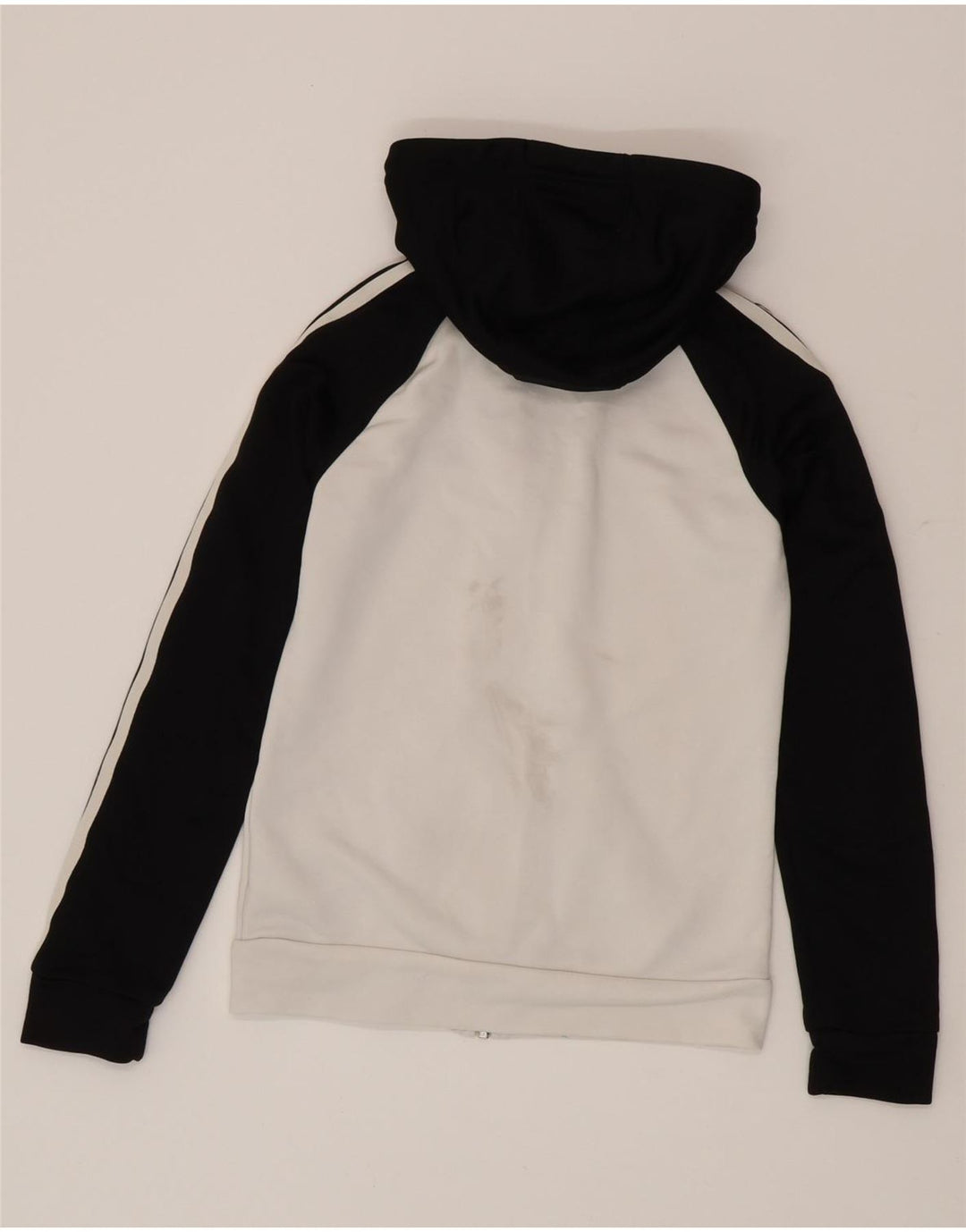 Adidas Pull à capuche zippé pour femme UK 8 Petit Polyester Colorblock Blanc