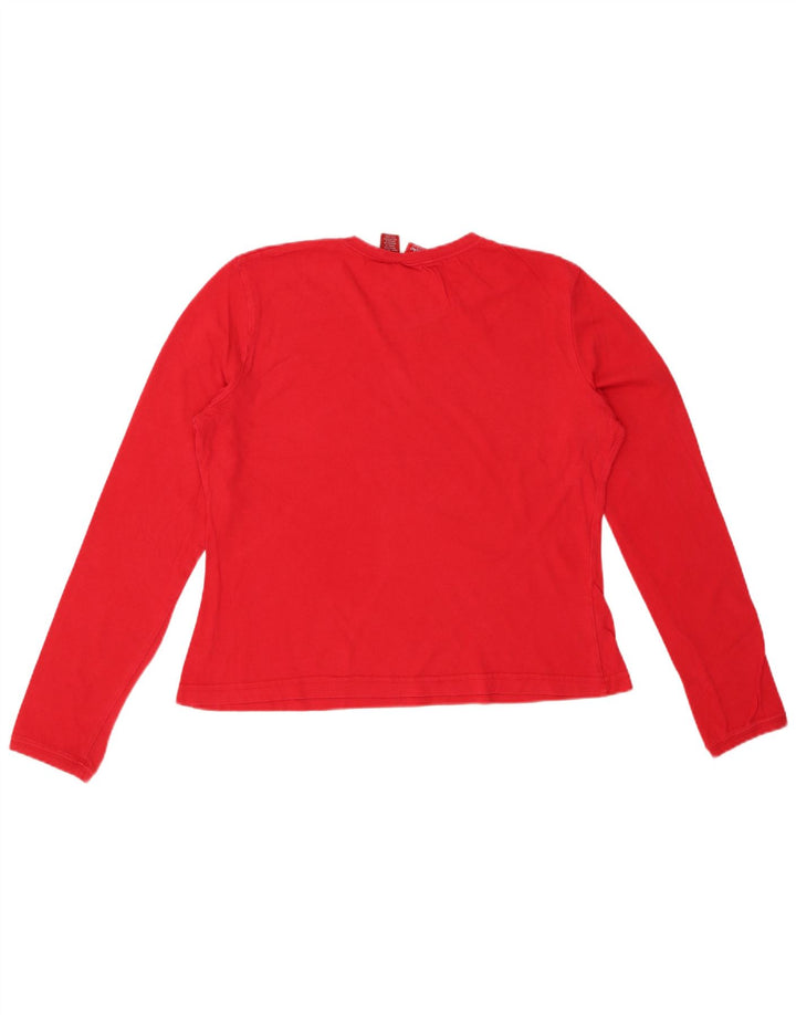 MOSSIMO Womens Crop Graphic Top Long Sleeve UK 16 Large Red Cotton