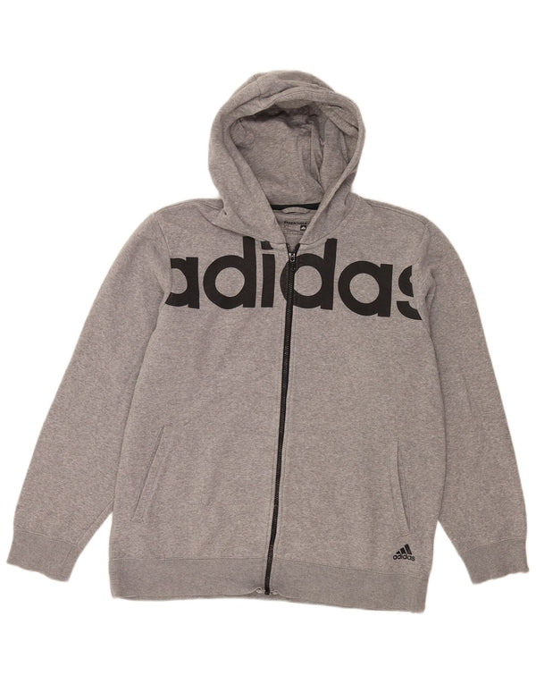 Adidas Pull à capuche zippé graphique pour homme XL en coton gris