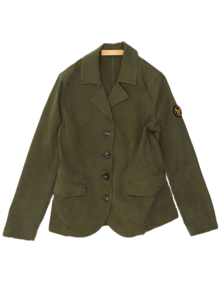 Avirex Veste blazer à 4 boutons pour femme UK 6 XS Vert Coton