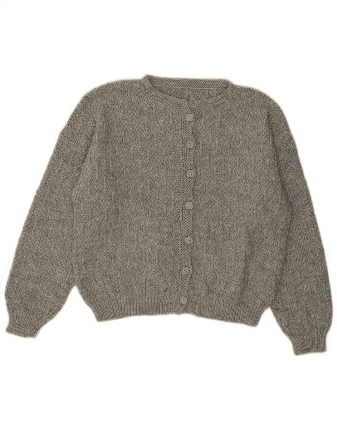 vintage Femme Cardigan Pull UK 14 Grand Gris