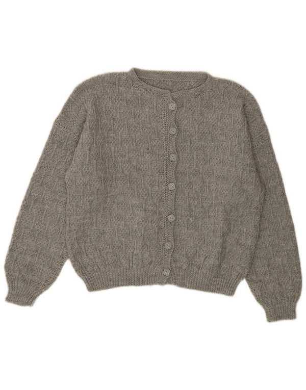 vintage Femme Cardigan Pull UK 14 Grand Gris