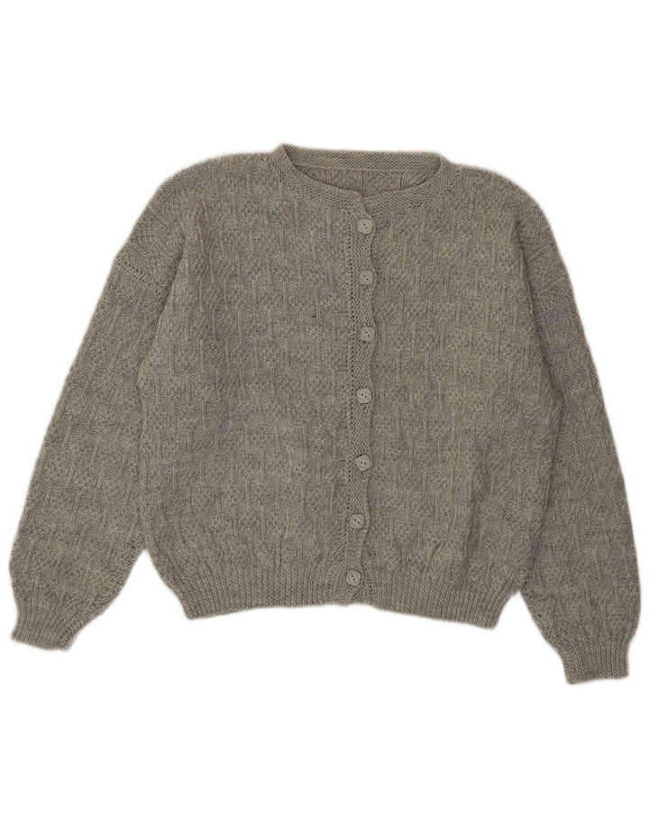vintage Femme Cardigan Pull UK 14 Grand Gris