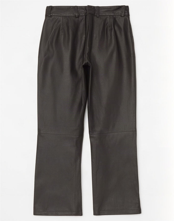 K.K.Berlin Pantalon droit en cuir pour femme EU 40 Medium W32 L29 Noir