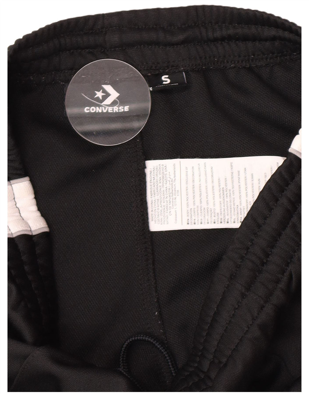 Converse Pantalon de survêtement pour femme UK 8 Small Noir Colourblock Polyester