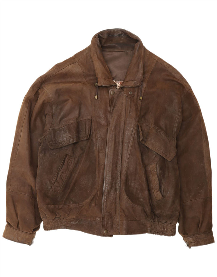 Veste en cuir Bomber homme vintage UK 42 XL Marron