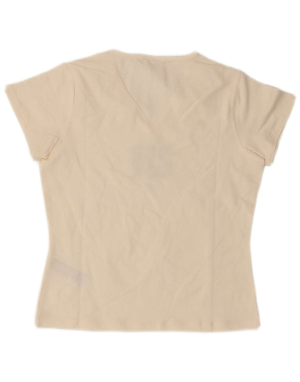 Reebok T-shirt graphique pour femme UK 14 Large Blanc cassé Coton