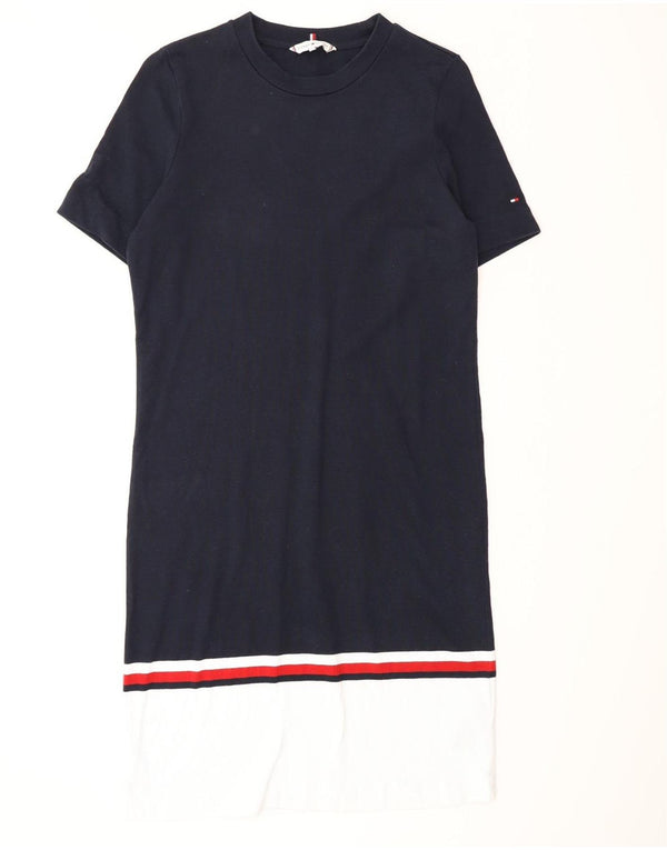 Tommy Hilfiger Robe T-Shirt Femme UK 10 Petit Bleu Marine Colorblock