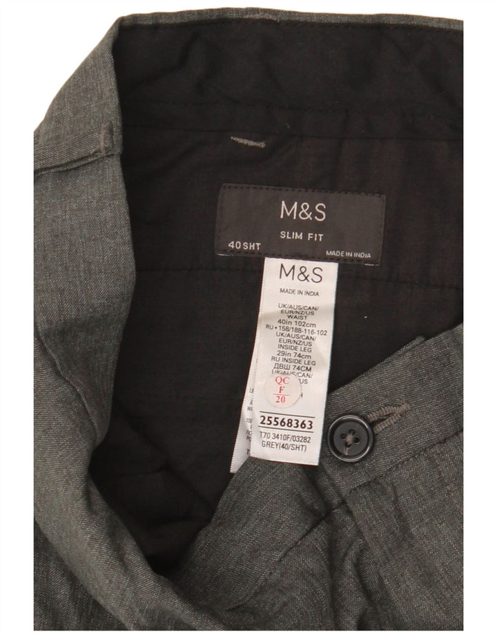 MARKS & SPENCER Pantalon Chino Slim Fit Homme W40 L29 Gris Polyester
