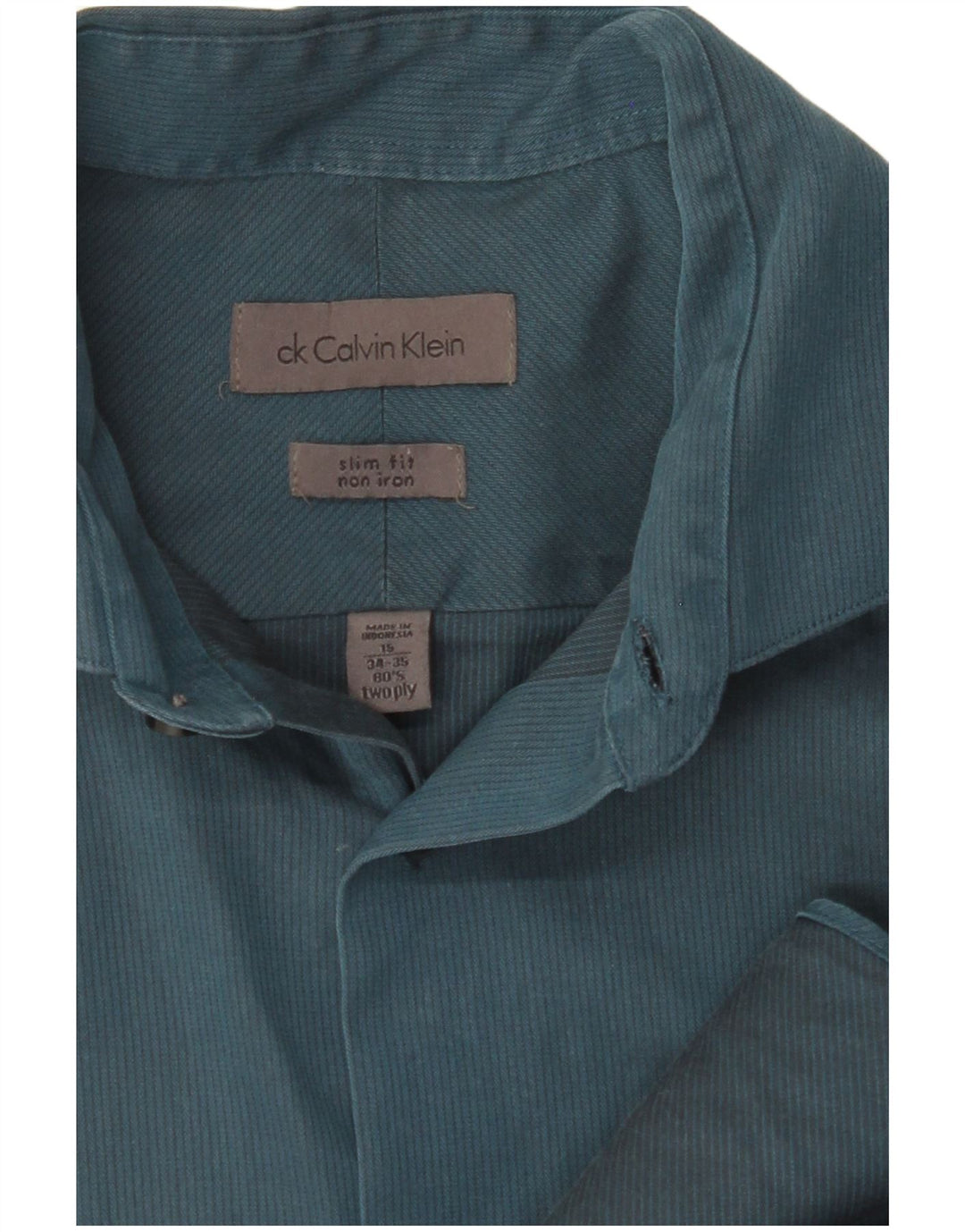 CALVIN KLEIN Chemise Slim Fit Homme Taille 15 Coton Bleu Moyen