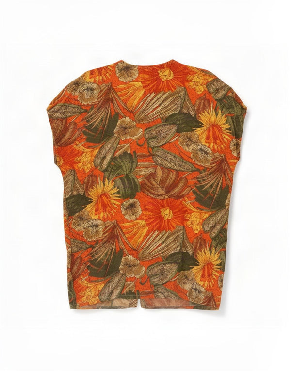 Caterina Chemisier sans manches pour femme UK 18 XL Orange Floral