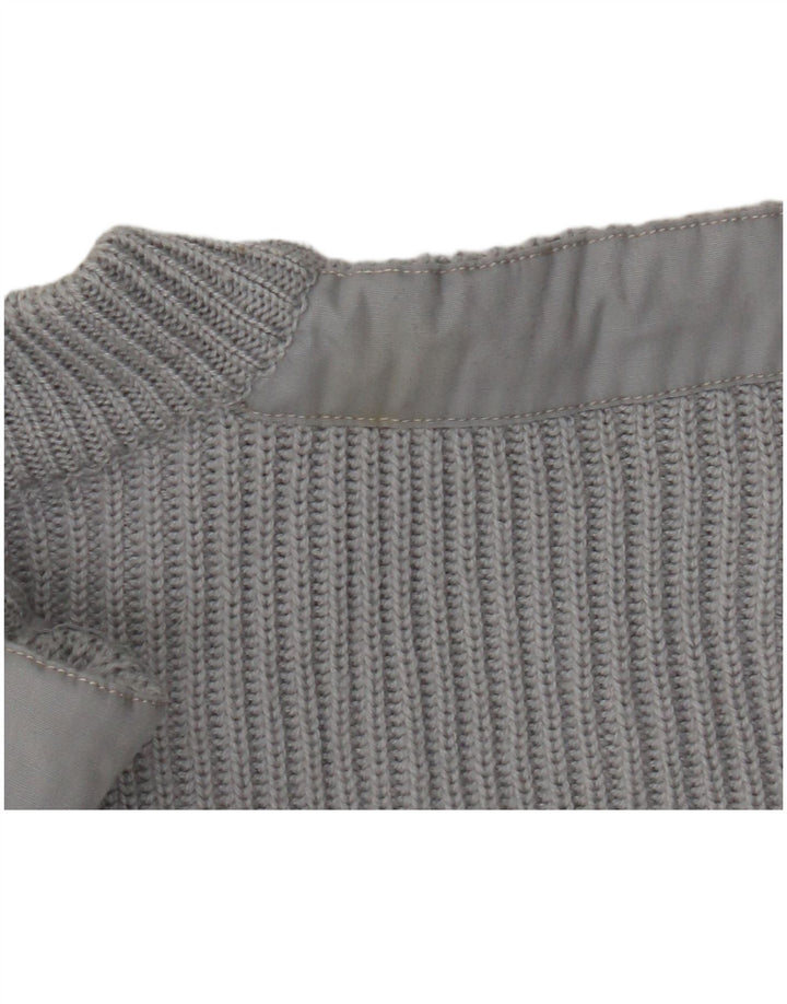 vintage Mens Cardigan Pull Moyen Gris Rétro