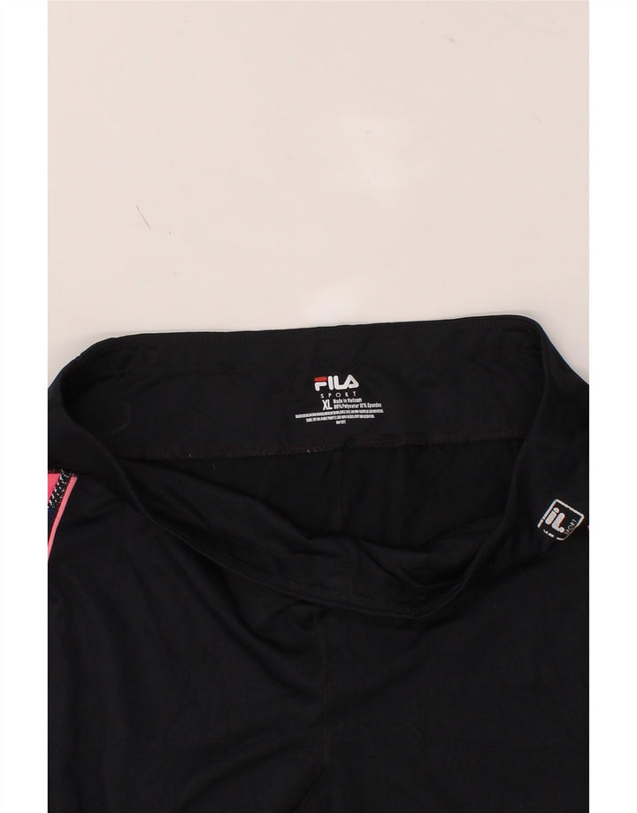 FILA Womens Capri Leggings UK 18 XL  Black Geometric Polyester Vintage Fila and Second-Hand Fila from Messina Hembry 