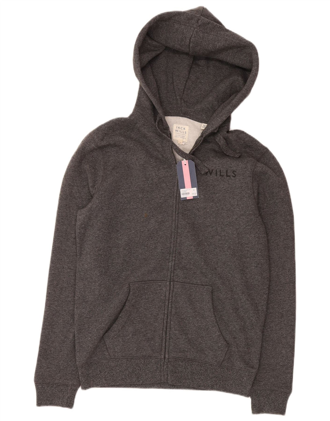 Jack Wills Pull à capuche zippé pour homme en coton moucheté gris moyen