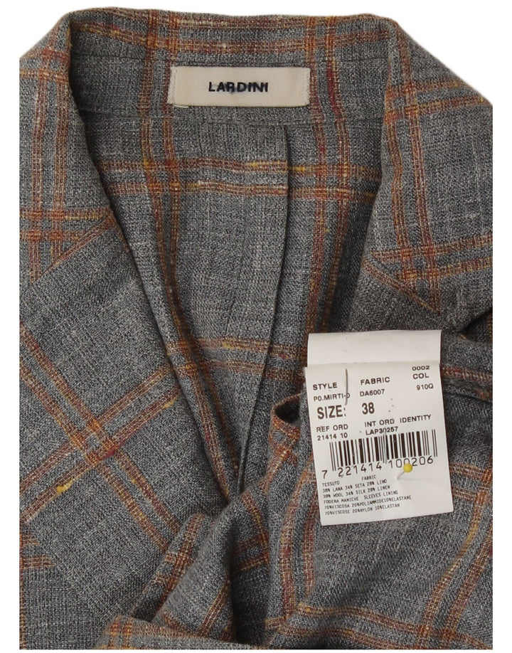 Lardini Veste Blazer 2 Boutons Femme IT 38 XS Gris Laine à Carreaux
