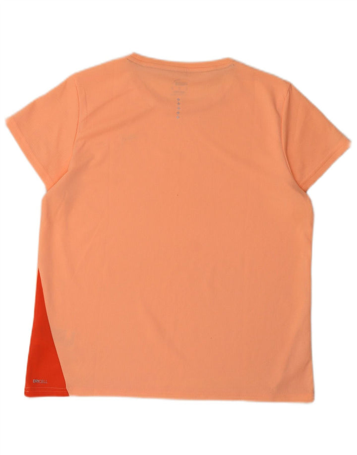 PUMA Womens T-Shirt Top UK 14 Medium Orange Colourblock Polyester