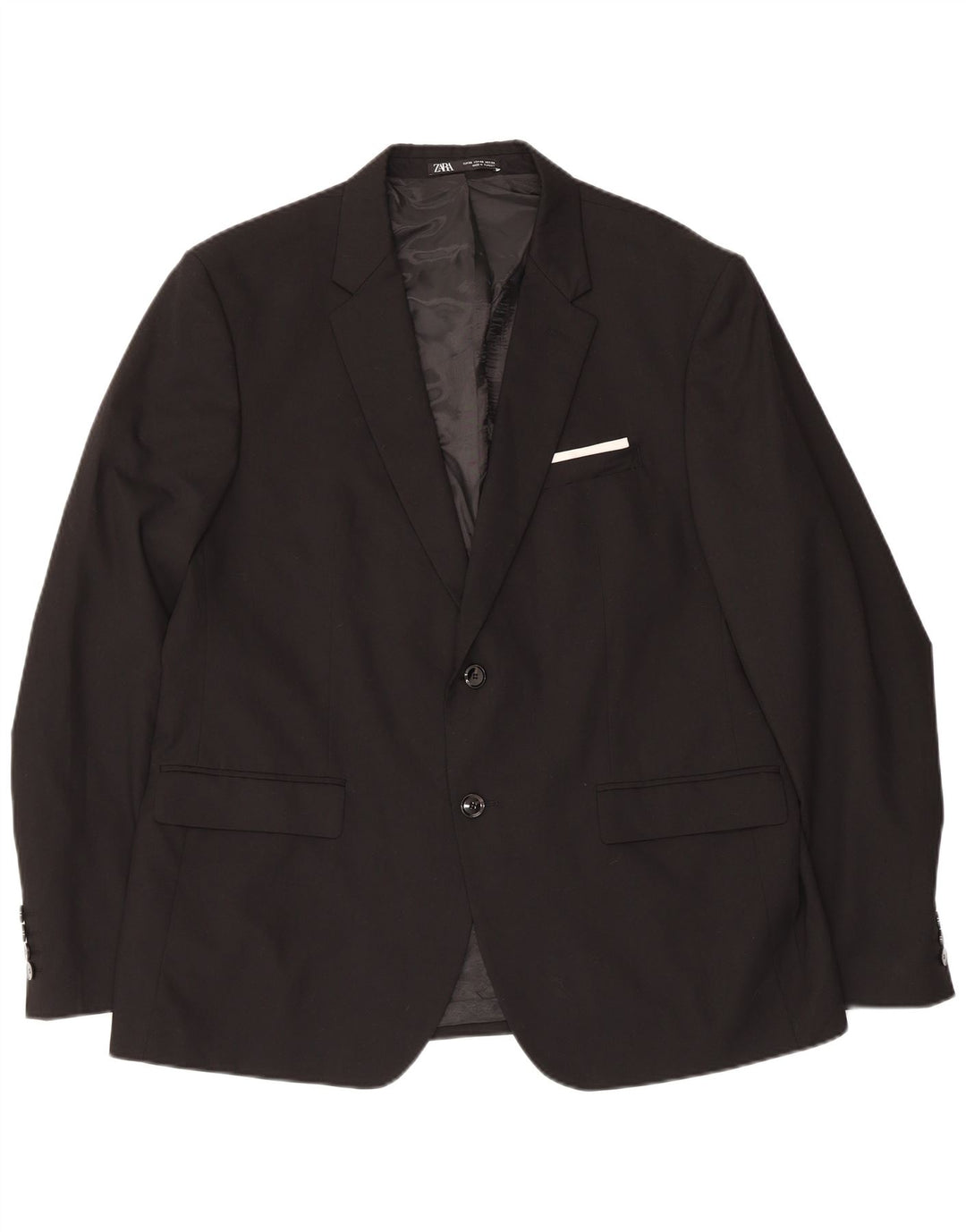 Zara Veste Blazer 2 Boutons Homme EU 56 XL Noir Polyester