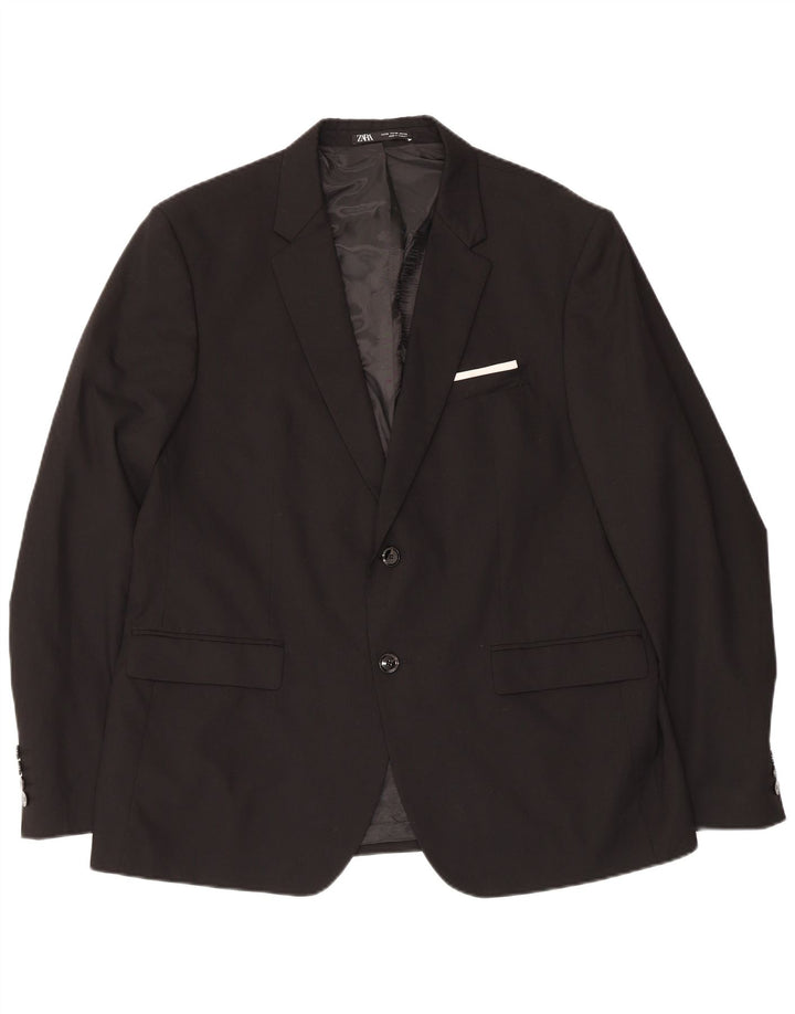 Zara Veste Blazer 2 Boutons Homme EU 56 XL Noir Polyester