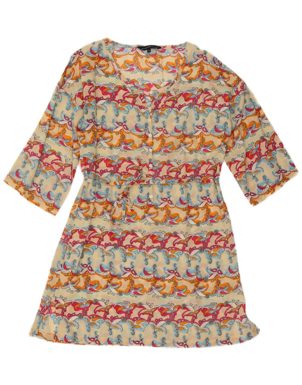 French Connection Robe trapèze à manches 3/4 pour femme UK 10 Small Multicolore