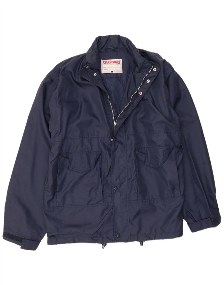 Spalding Veste de pluie à capuche pour homme UK 42 XL Bleu marine Polyamide