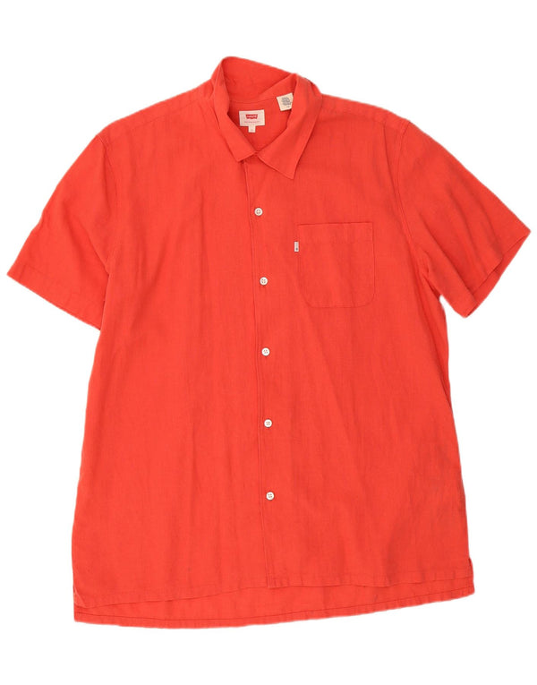 Levi's Chemise à Manches Courtes Homme Rouge Lin Large