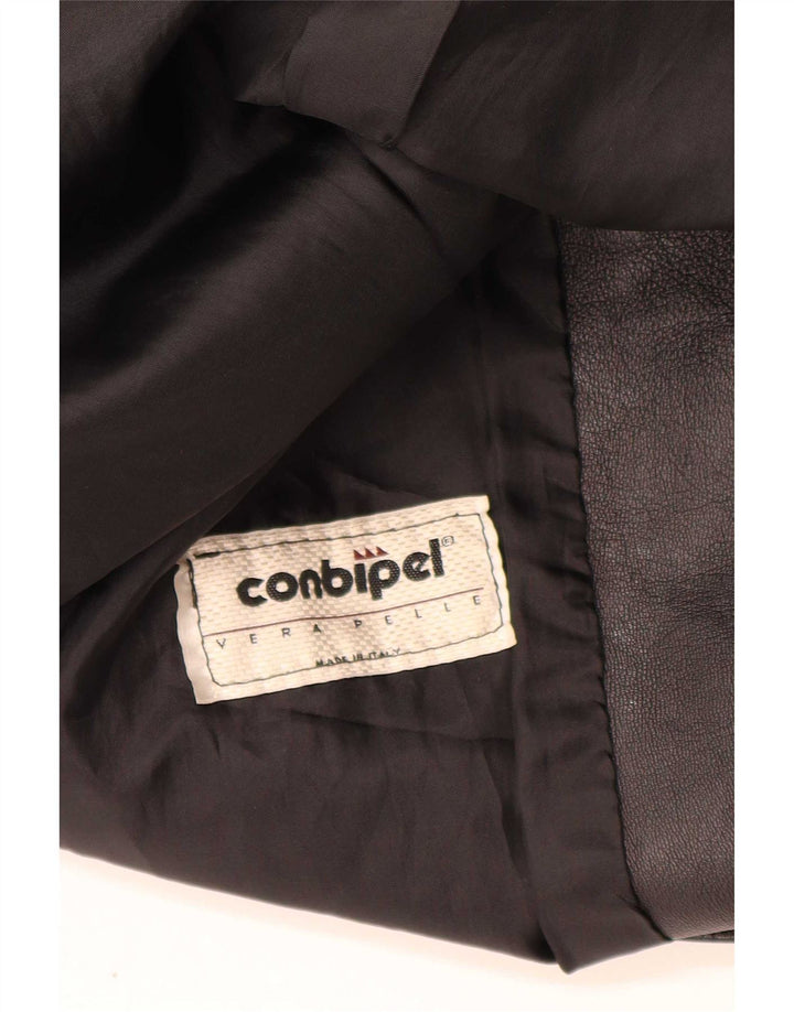 Conbipel Veste blazer en cuir à 3 boutons pour femme UK 14 Noir moyen