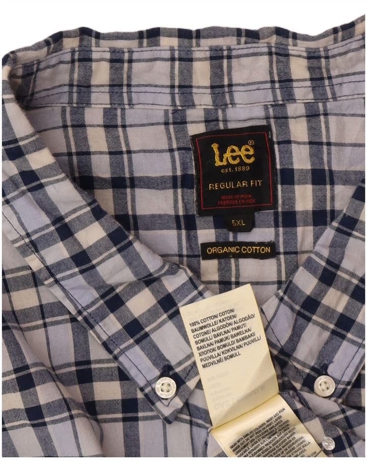 Lee Chemise à manches courtes pour homme Coupe régulière 5XL Bleu à carreaux en coton