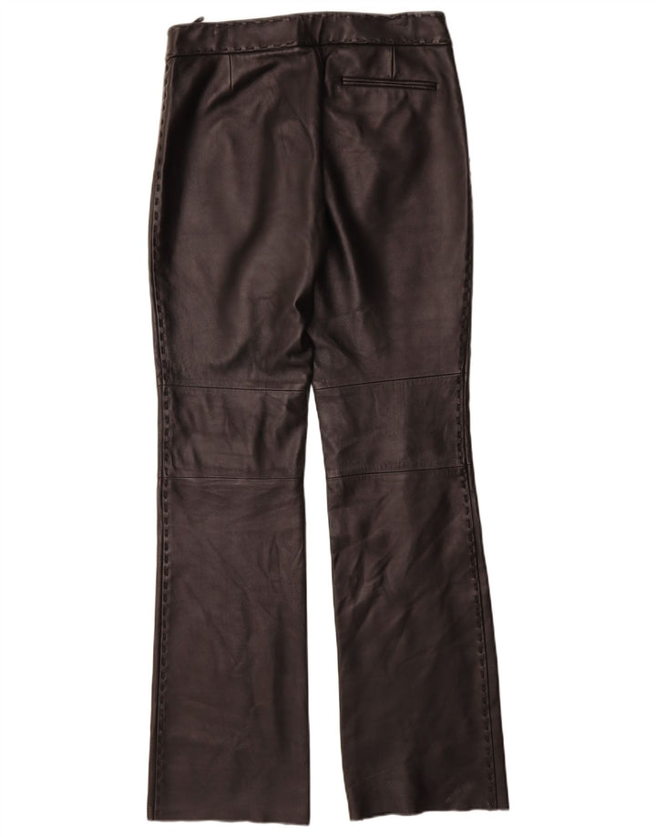 Mango Pantalon droit en cuir pour femme IT 42 Medium W30 L35 Noir