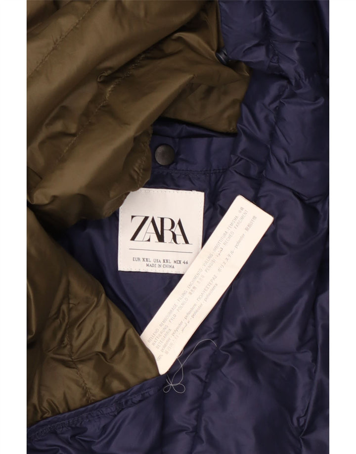 Zara Veste matelassée pour homme UK 44 2XL Bleu marine Polyester