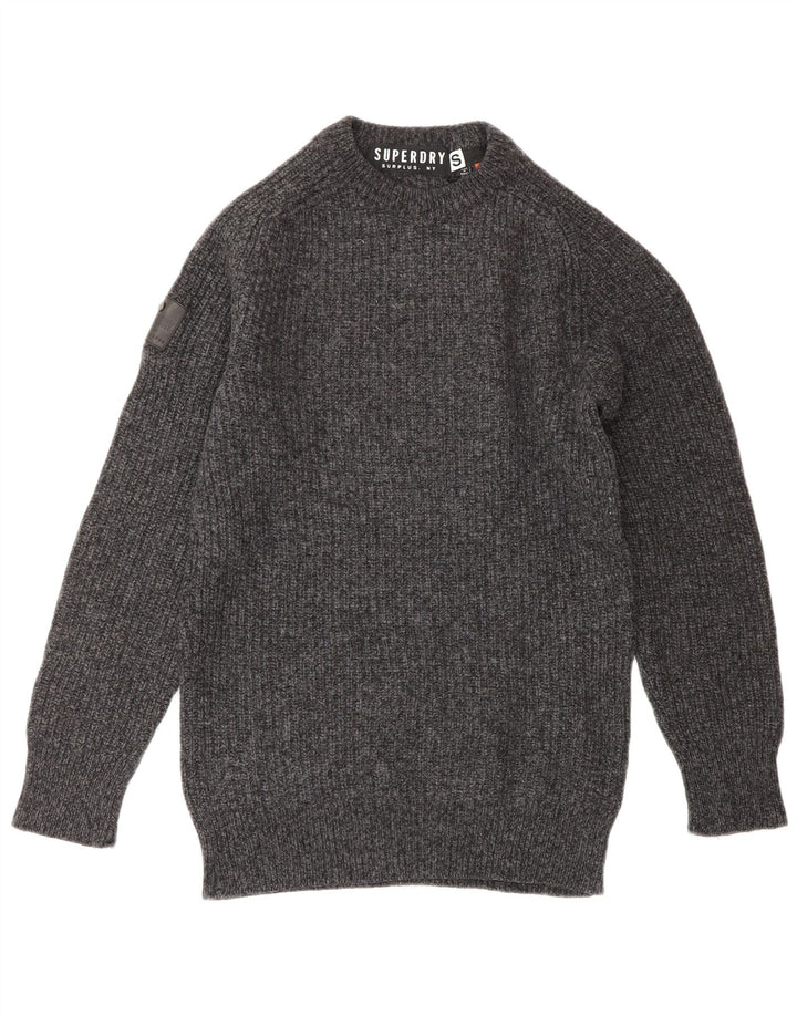 Superdry Pull ras du cou pour femme en laine gris petit