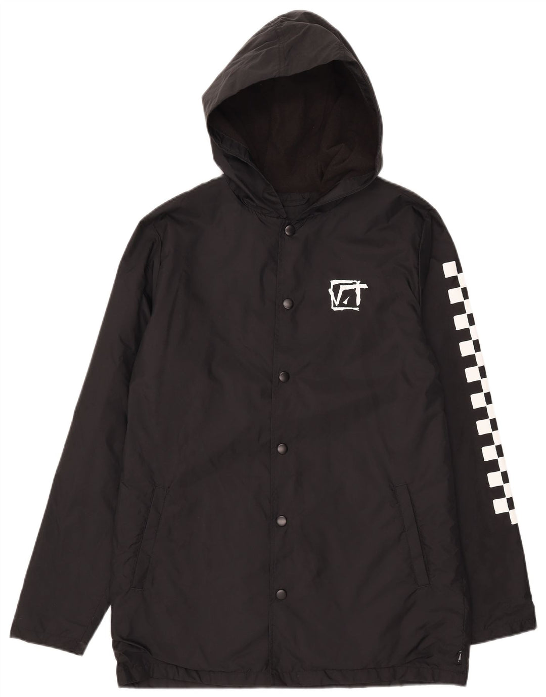Vans Veste de pluie à capuche graphique pour hommes UK 38 Medium Black Nylon