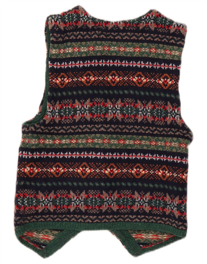 Zara Femme Gilet Court UK 8 Petite Laine Géométrique Multicolore