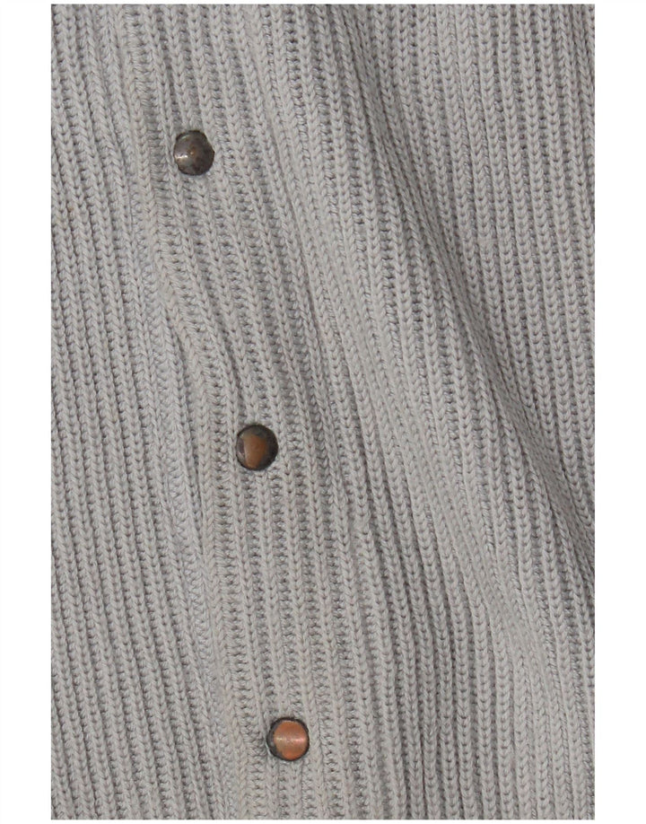 vintage Mens Cardigan Pull Moyen Gris Rétro