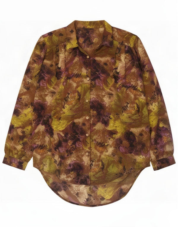 Vintage Chemise à motif abstrait pour femme UK 20 2XL Multicolore