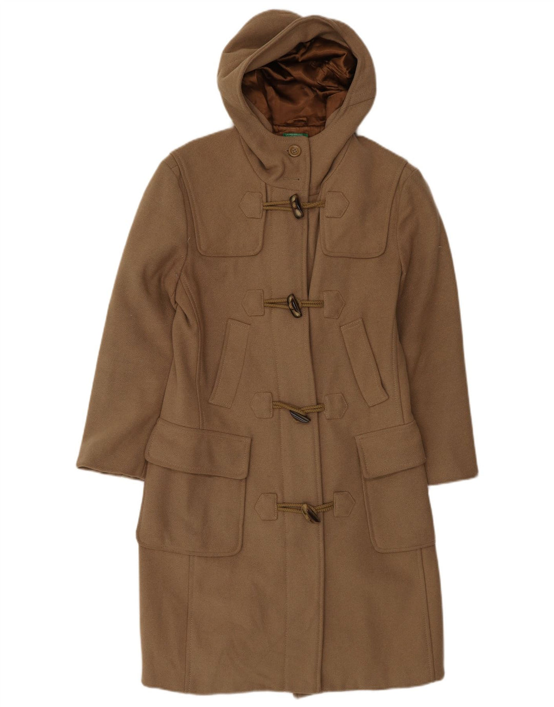 Benetton Duffle-coat à capuche pour femme UK 10 Petit Beige