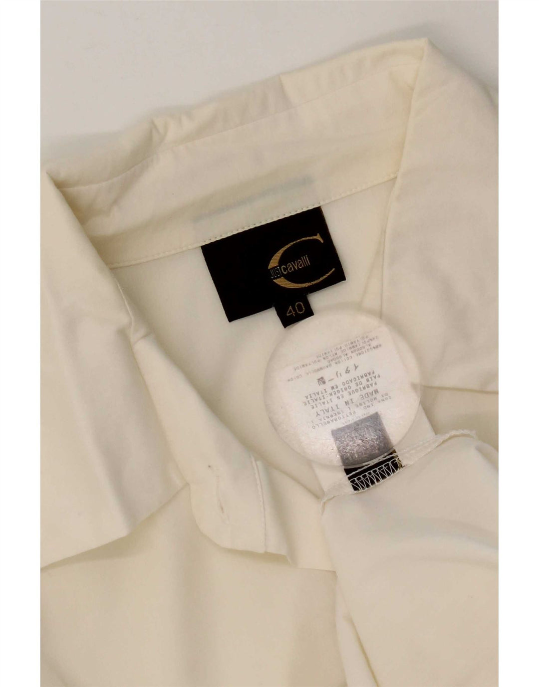 Just Cavalli Chemise graphique femme IT 40 petit coton blanc