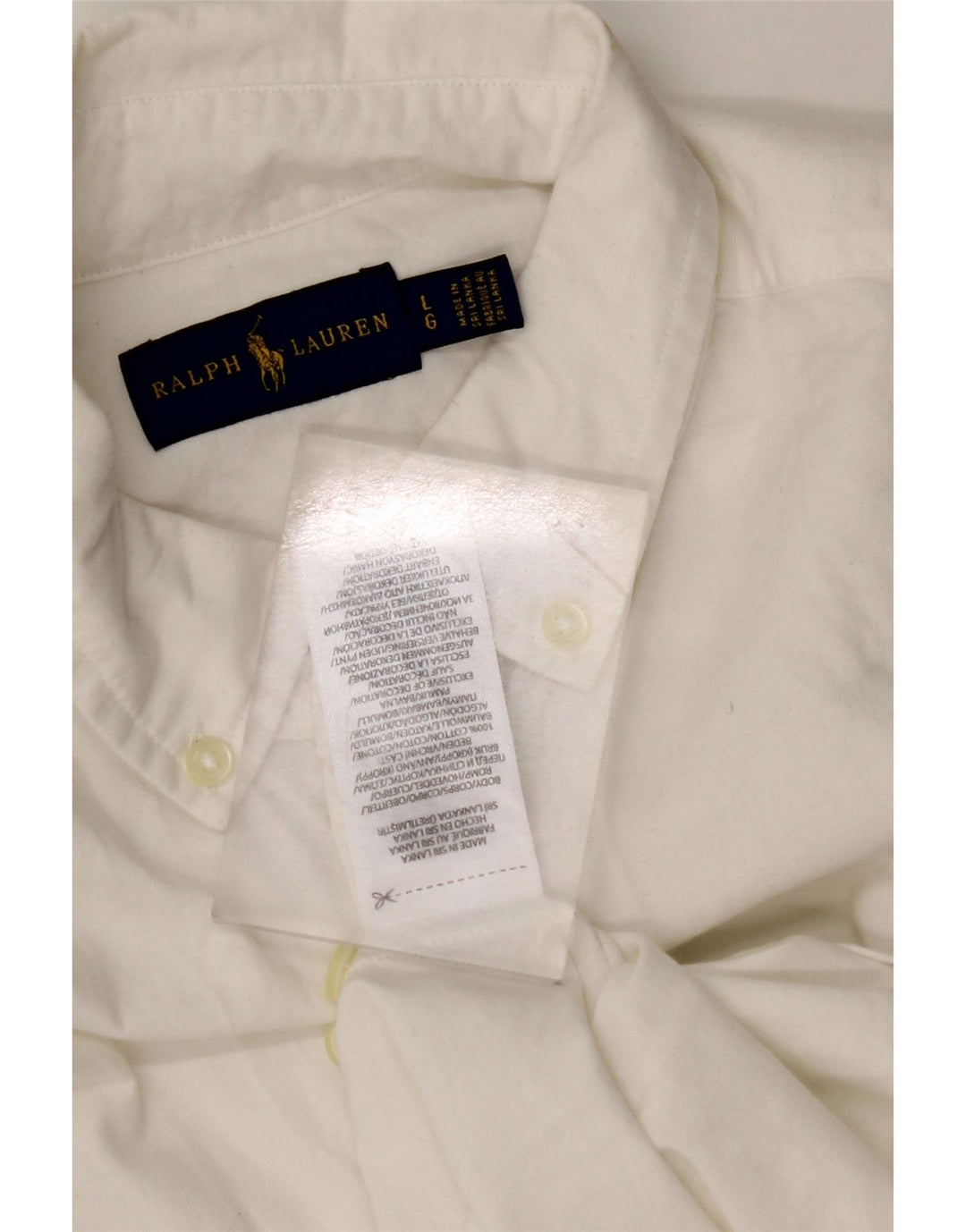 RALPH LAUREN Chemise à manches courtes pour femme UK 16 Large Coton Blanc