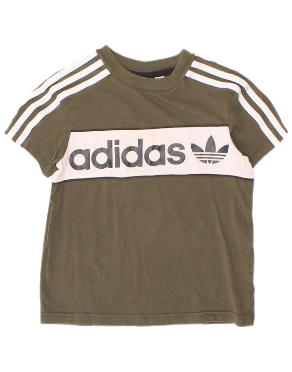 Adidas T-shirt graphique pour garçon 5-6 ans Kaki Colourblock Coton