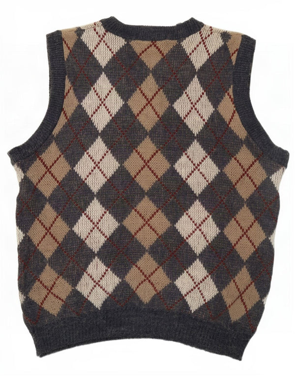 Woolworths Débardeur pour homme Large Gris Argyle/Diamant Acrylique