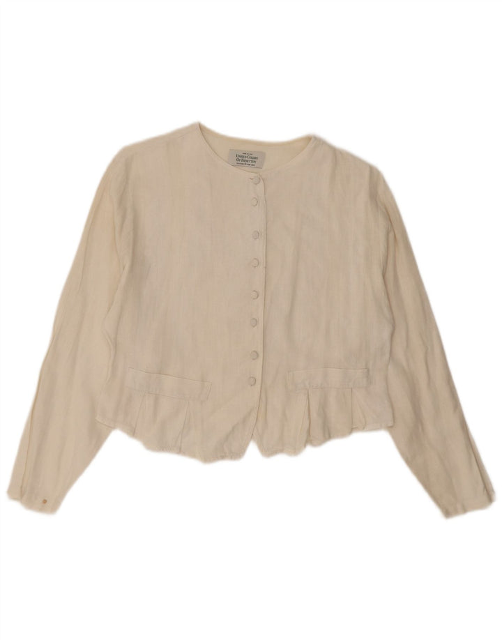 Benetton Chemisier court pour femme UK 44 Medium Blanc cassé