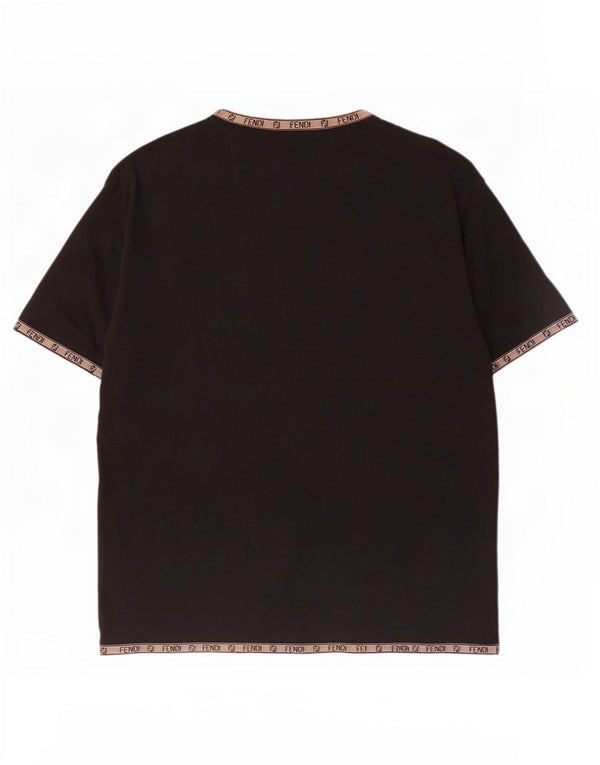 Fendi T-shirt graphique pour homme Top IT 52 Large Noir Coton