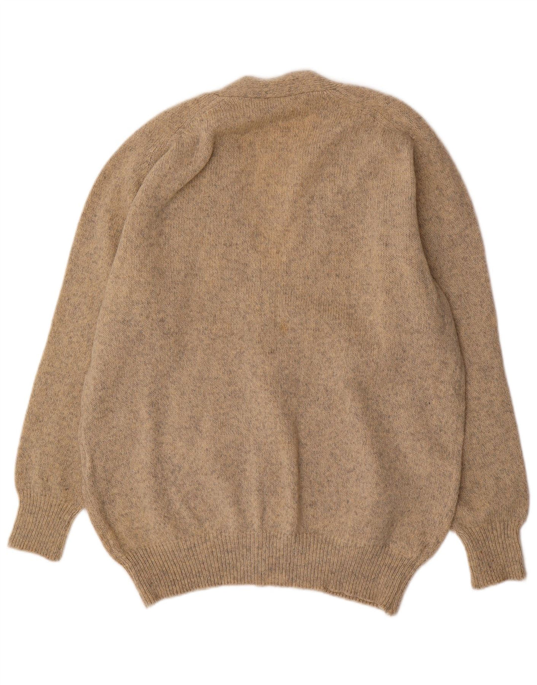 SHETLAND Pull Cardigan Homme XL Laine Mouchetée Beige