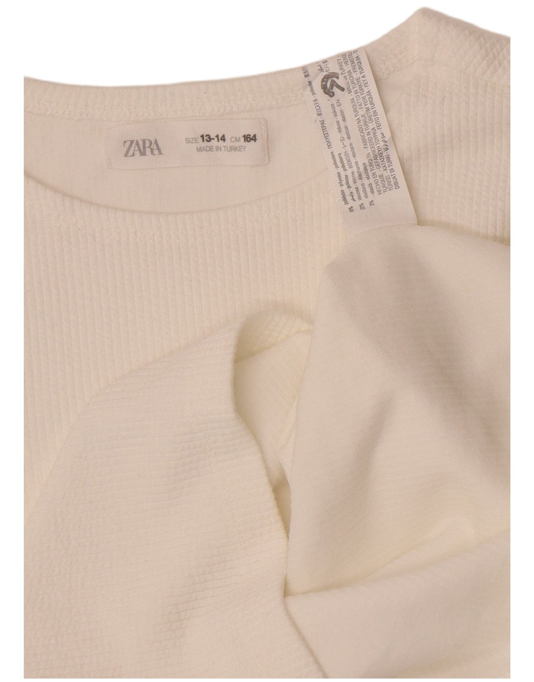 Zara Girls Graphic Top Manches Longues 13-14 ans Blanc Polyester