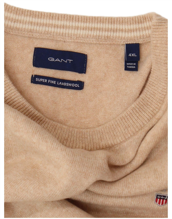 GANT Pull ras du cou pour homme 4XL Beige Laine