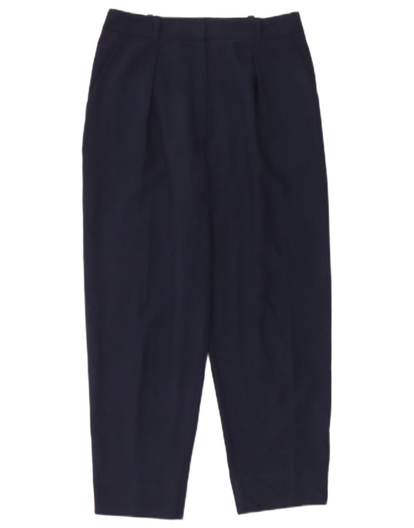 Topshop Pantalon décontracté taille haute pour femme UK 10 Small W28 L26 Bleu marine